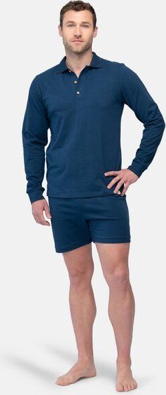 greenjama Herren Langarm-Shirt mit Polo-Kragen, aus Bio Baumwolle und GOTS zertifiziert