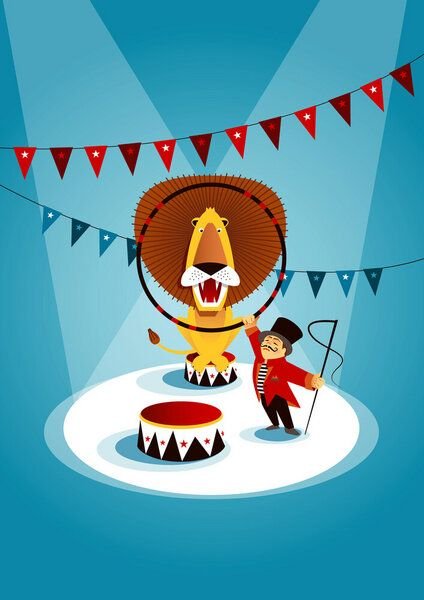 Photocircle Poster / Leinwandbild - Zirkus-Löwe