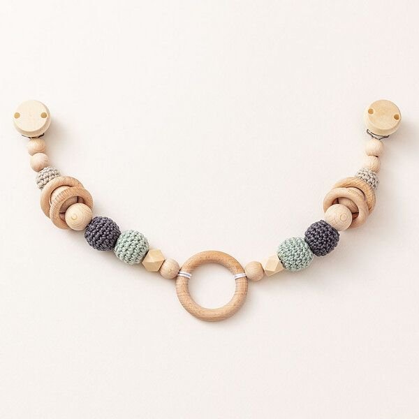 NoniKids Berlin Kinderwagenkette Holz *Ring* 4 Farben | Bio Baumwolle