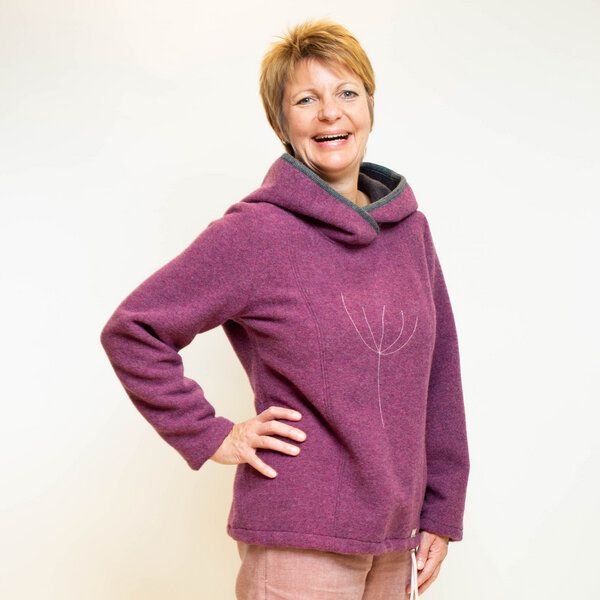 nahtur-design flauschiger Lodenpullover mit Kapuze für Damen
