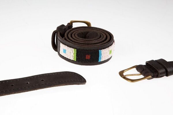 Africulture Ledergürtel Massai "Rafiki", Unisex, handgearbeitet aus Kenia.