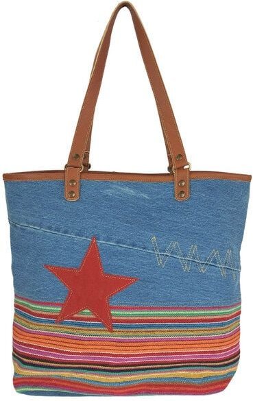 Sunsa Schultertasche Nachhaltige Jeans Shopper große Handtasche Damen Jeanstasche
