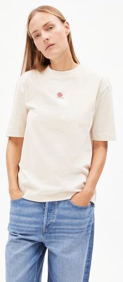 ARMEDANGELS TARJAA BACK FLOWAA - Damen Heavyweight T-Shirt aus recyceltem Baumwoll Mix