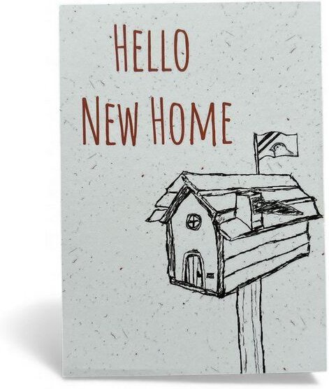 ilovemixtapes Postkarte „Hello New Home“ – Niedliches Einzugsmotiv für Haus & Wohnung, Geschenk zur neuen Heimat
