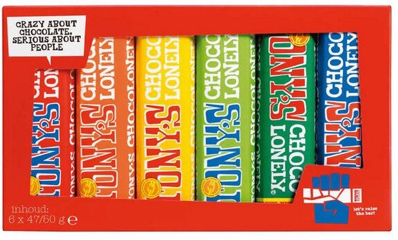 Tony´s Chocolonely Regenbogen Schokolade Mixpackung - 6x47/50 gr- fairtrade