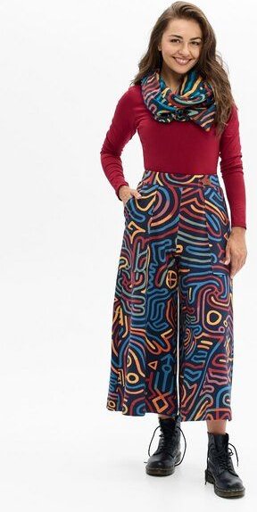 Hose Nawa Damen – Culotte mit weitem Bein & 5/8-Länge – in Schwarz oder mit farbenfrohem KOKOworld-Print – mit Taschen &...