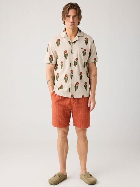 KnowledgeCotton Apparel Lockere Shorts FIG mit Strucktur aus Bio-Baumwolle