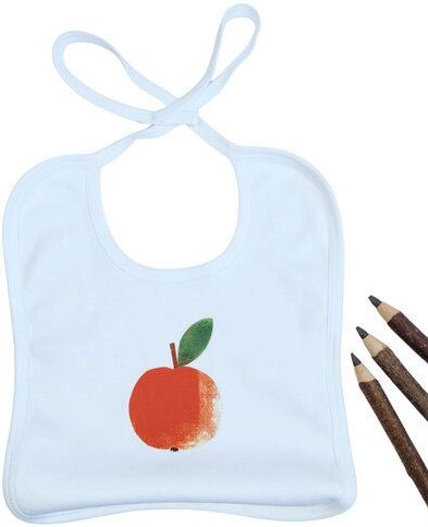 Meladi Kinder Baby-Lätzchen aus Biobaumwolle - Apfel auf Weiß