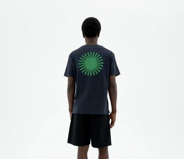 thinking mu Sol Contrast Tee - navy