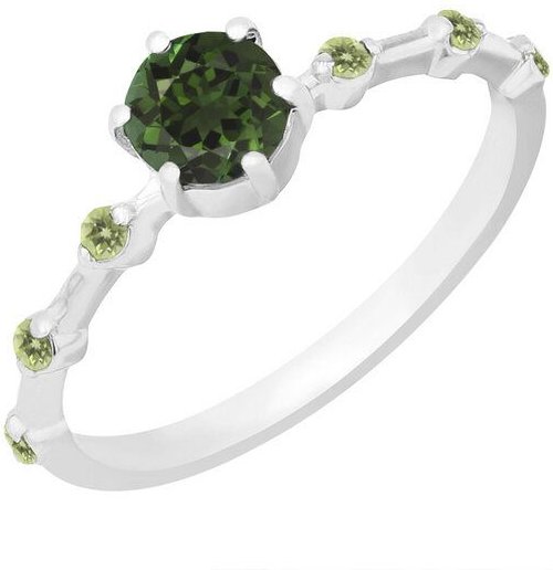 Eppi Ring mit einem grünen Turmalin und seitlichen Olivinen Imelda