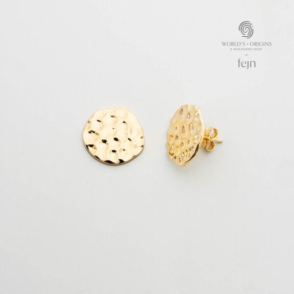 fejn jewelry Ohrstecker 'round hammered' mit gehämmerter Oberfläche