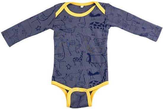 Kipepeo-Clothing Langarmbody Baby Body aus Bio-Baumwolle „Wanyama“ charcoal grau