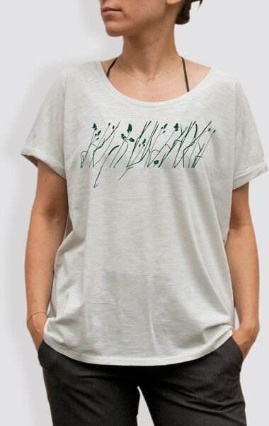 little kiwi Damen T-Shirt, "Wiese", Weiss - Opaline/White