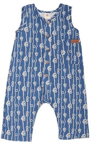 Baby Strampler ärmellos GOTS zertifiziert Bio-Baumwolle Dunkelblau „Sailor’s Knot“ Knopfleiste – Walkiddy
