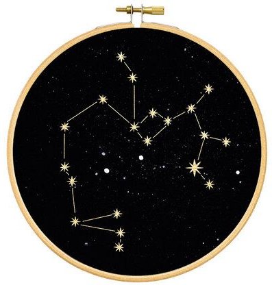 renna deluxe Sternzeichen in Gold als Bild im Stickrahmen