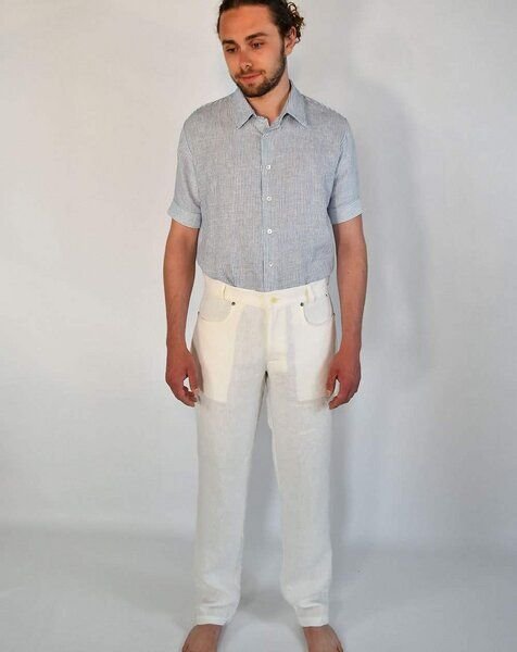 Aatise Herren Leinenhose aus 100% Leinen offwhite Zanzibar