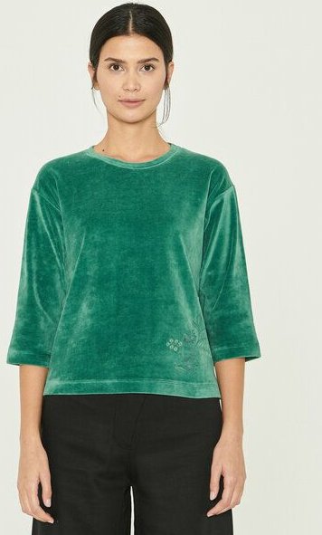 ORGANICATION Samtbluse aus Bio-Baumwolle und Recyceltes Polyester mit Stickerei