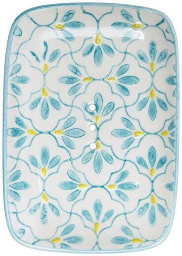 TRANQUILLO Seifenschale aus Steinzeug mit floralen Mustern und Ornamenten 13,5 cm