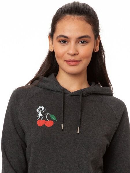 FellHerz Damen Hoodie Cherry dance dark grey melange, Bio Fair und Vegan