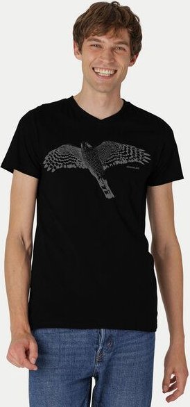 Peaces.bio - handbedruckte Biomode Bio-Herren-T-Shirt V-Neck Sperber