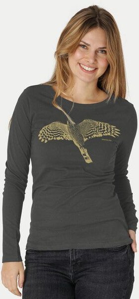Peaces.bio - handbedruckte Biomode Bio-Damen-Langarmshirt Sperber