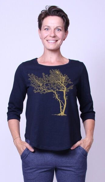 Peaces.bio - handbedruckte Biomode Bio-Damen-3/4 Arm Shirt- Fancy Tree