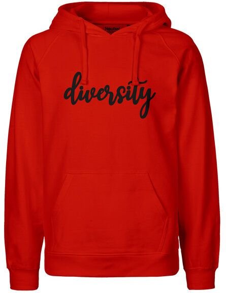 HANDGEDRUCKT "diversity" Herren Hoody aus reiner Biobaumwolle (kbA)
