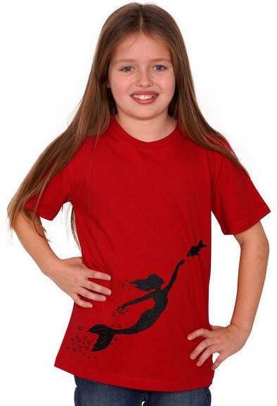 HANDGEDRUCKT "Meerjungfrau" Unisex Kinder T-Shirt