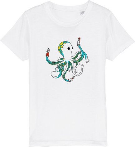 Spangeltangel Kinder-T-Shirt "Oktopus", bedruckt, Biobaumwolle