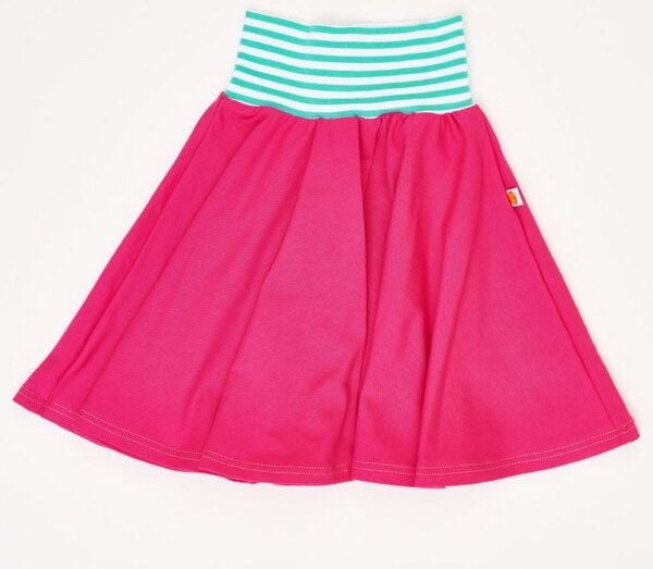 Cheeky Apple Tellerrock aus Bio-Baumwolle "Fuchsia/Mint-Weiß Ringel" Rosa/Türkis