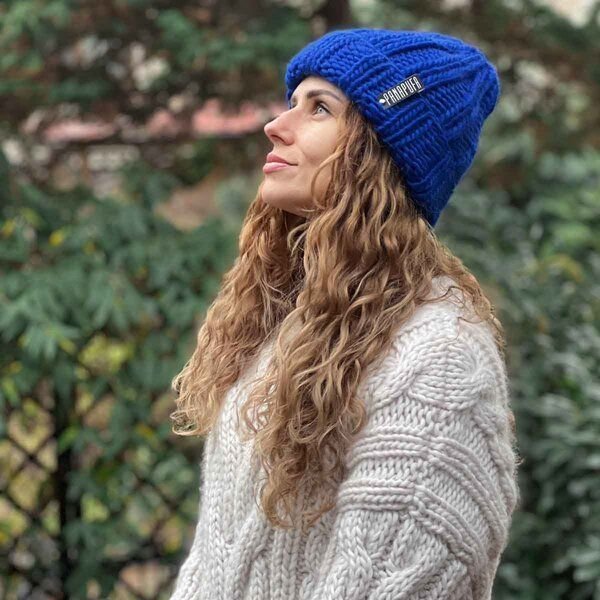 PANAPUFA Handgestrickte Chunky Beanie – 100 % Merinowolle