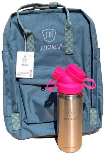 JN JuNiki's Set: JuNiki´s® 550ml Edelstahl Trinkflasche isoliert Pink oder Blau + Rucksack