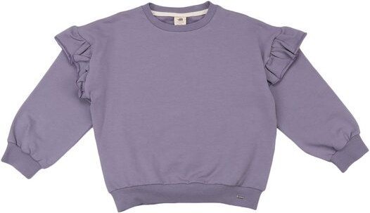 Kinder Ruffle Sweatshirt lila GOTS-Bio-Baumwolle, Volant an Schultern, langarm – Walkiddy, weich, hautfreundlich & allta...