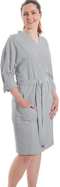 jilda-tex Damen Bademantel / Kimono 100% Bio-Baumwolle Knitterlook Made in Green Unisex