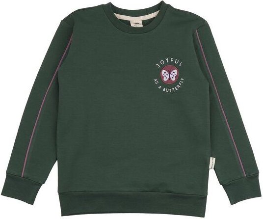 Kinder Sweatshirt Bio-Baumwolle, Dunkelgrün, Brust-Emblem, Walkiddy