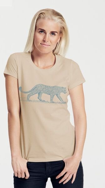 Thumbnail - Peaces.bio - handbedruckte Biomode Bio-Damen-T-Shirt "Leopard"