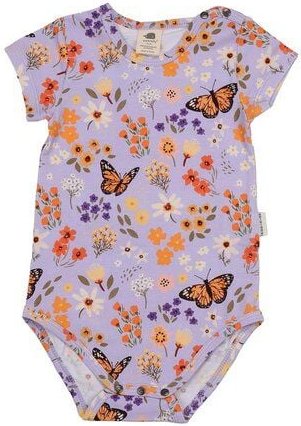 Baby Kurzarmbody GOTS zertifiziert Bio-Baumwolle Blumen- & Schmetterling-Print Druckknöpfe weich – Walkiddy
