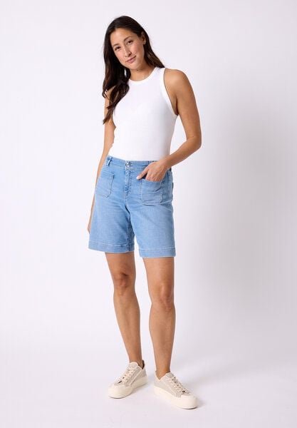 FUTURE:PEOPLE. 11:01 BERMUDA- Damen Jeans aus leichtem Stretch-Denim aus Bio-Baumwoll/ Tencel-Mix (31101 0 1004)