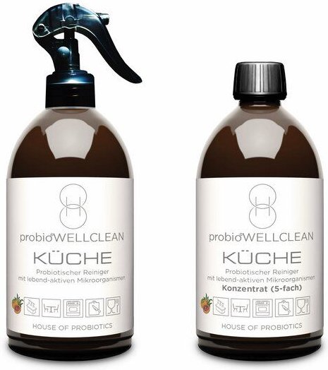 probioWELLCLEAN | HOUSE OF PROBIOTICS Probiotischer KÜCHE Reiniger (2er Set, sofort anwendbar + Konzentrat 5-fach, 1000m...