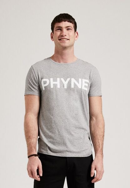 PHYNE Graues Herren T-Shirt mit Aufdruck, aus Biobaumwolle