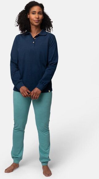 greenjama Damen Langarm-Shirt mit Polo-Kragen, GOTS-zertifiziert