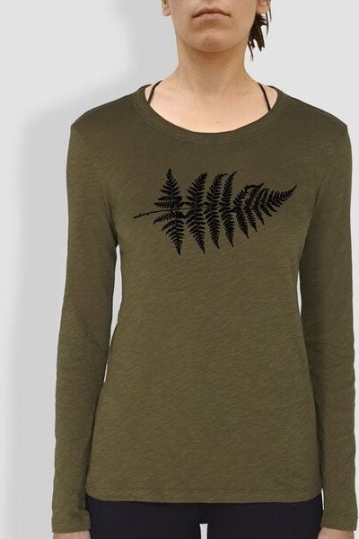 little kiwi Damen Longsleeve, "Farn", British Khaki