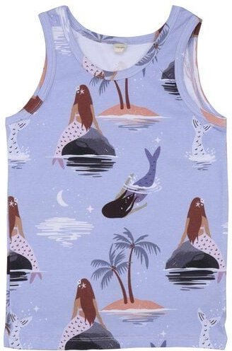 Kinder Unterhemd GOTS-zertifiziert aus Bio-Baumwolle, lila mit Meerjungfrauen-Print „Mermaids“, ärmellos, weich & hautfr...