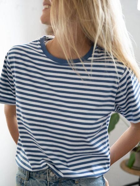 FUXBAU Gestreiftes Frauen T-Shirt - blau weiß