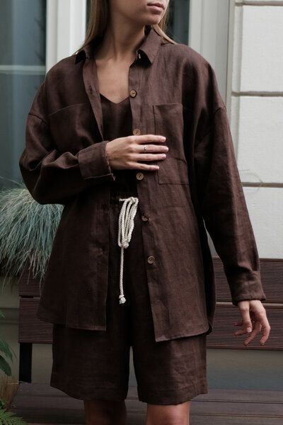 gust. Damen Oversized Hemdbluse aus Leinen - Oversized linen shirt - 100% Bio-Leinen