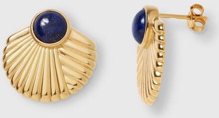 fejn jewelry Ohrstecker 'bold half sun' mit Lapislazuli