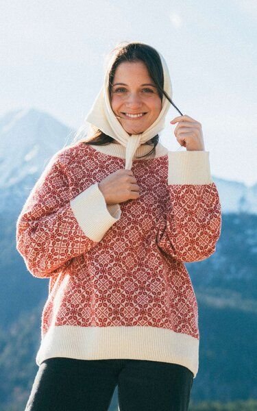 Kopyto BARIBAL - Damen Oversize-Stickpullover Beskiden-Muster 100% Merinowolle RWS