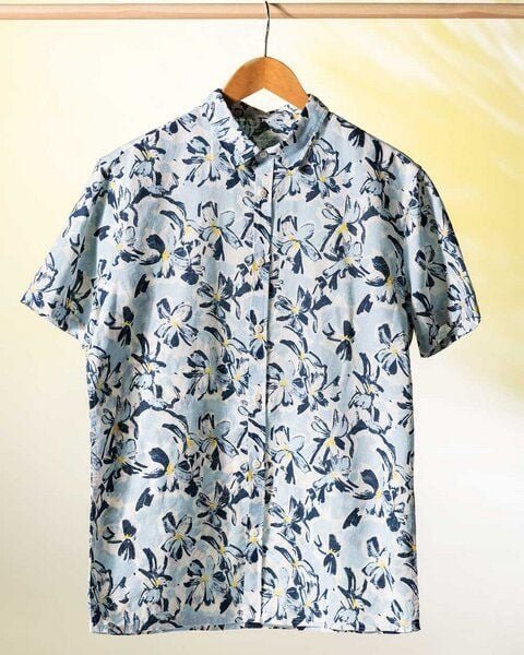 YTWOO Herren Hawaii Hemd | Bio -Baumwolle-Leinen-Mix | Aloha Shirt | Kurzarm Hemd