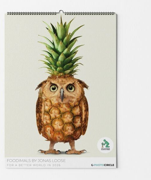 Photocircle Foodimals Kalender für die Küche 2026 / Wandkalender mit lustigen Designkombinationen von Jonas Loose für al...