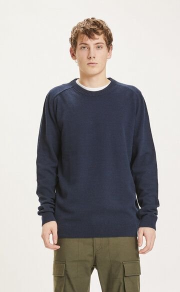 KnowledgeCotton Apparel Strickpullover - FIELD o-neck knit - aus Bio-Lammwolle